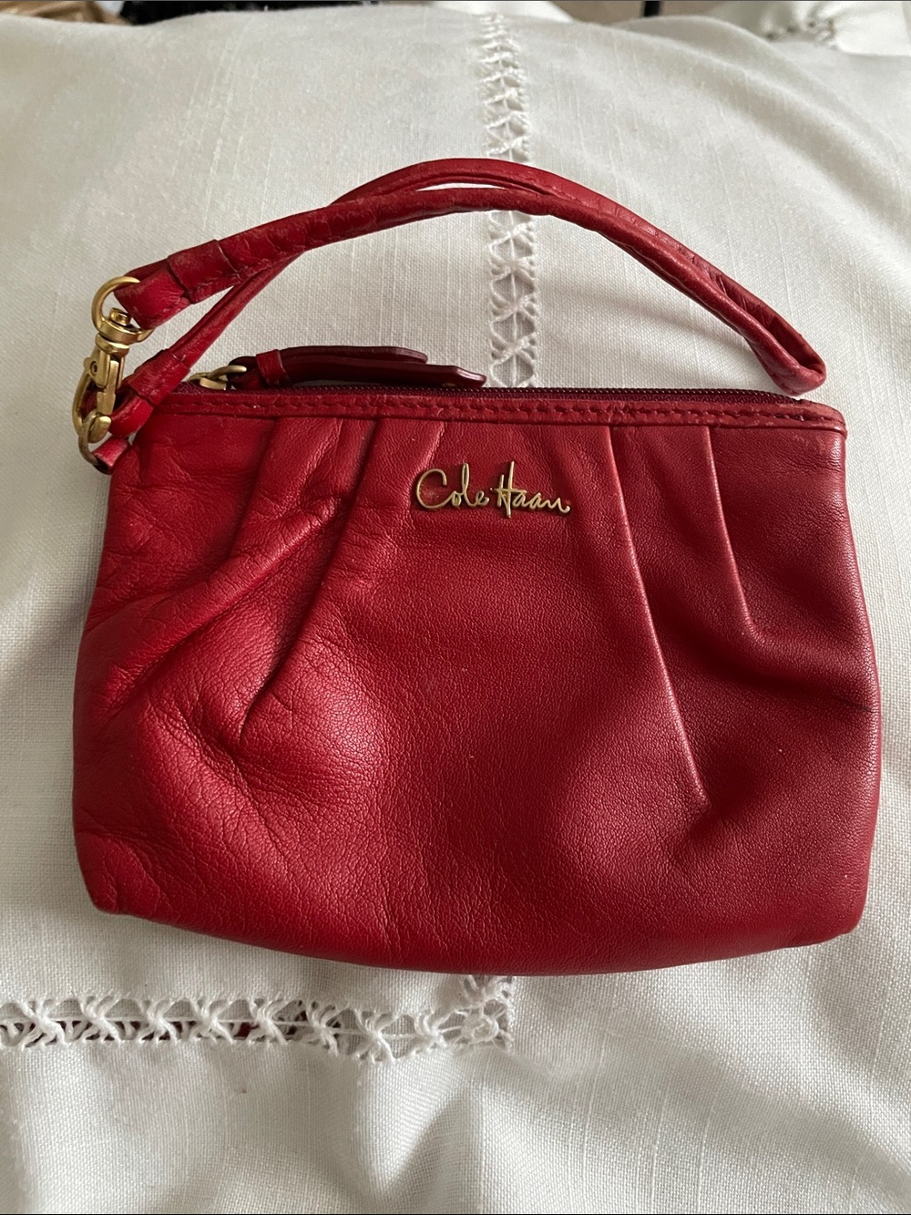 Cole Haan Red Leather Wristlet Clutch